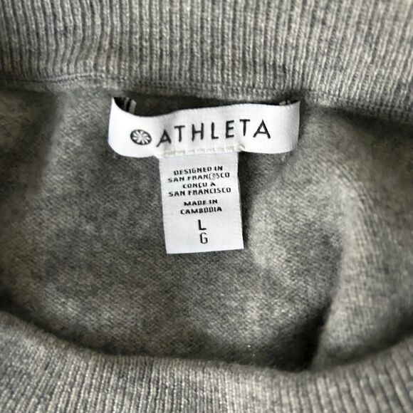 Athleta Luxe Wool Cashmere Crew Sweater in Dark Gray Heather Size Large - Picture 5 of 7